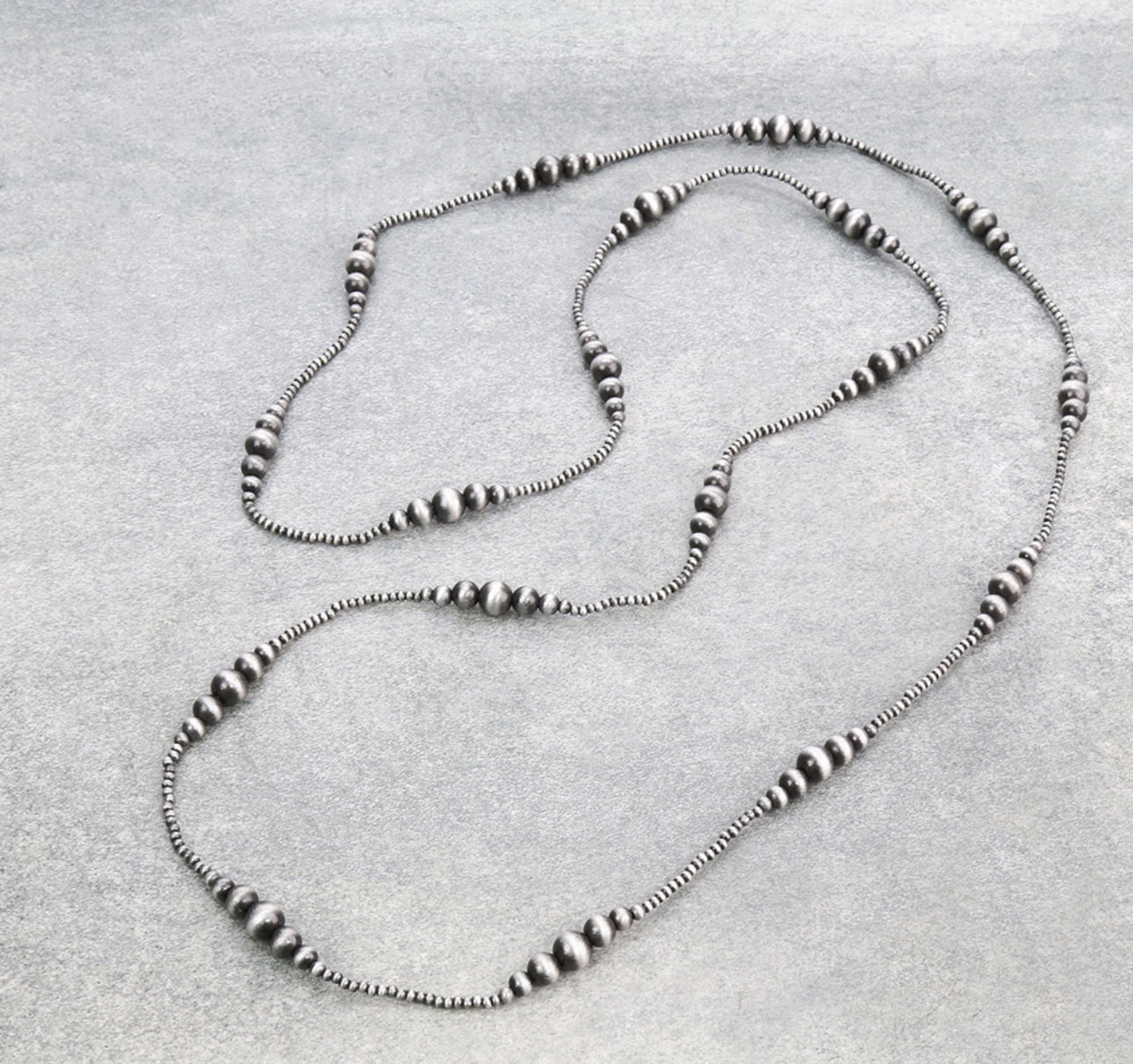 Graduated Navajo Style Pearl Long Necklace
