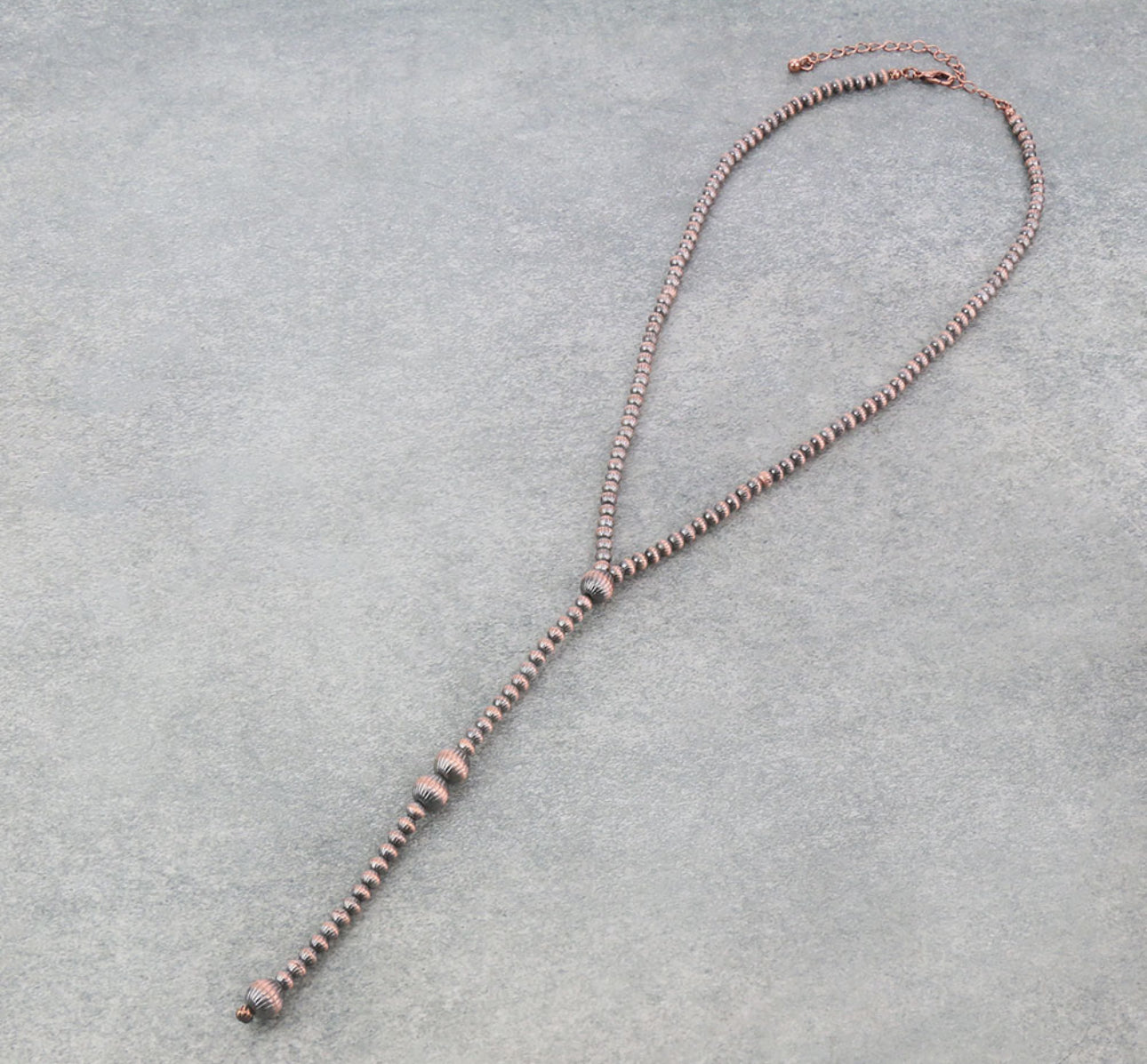 Navajo Style Pearl Y Necklace - Copper