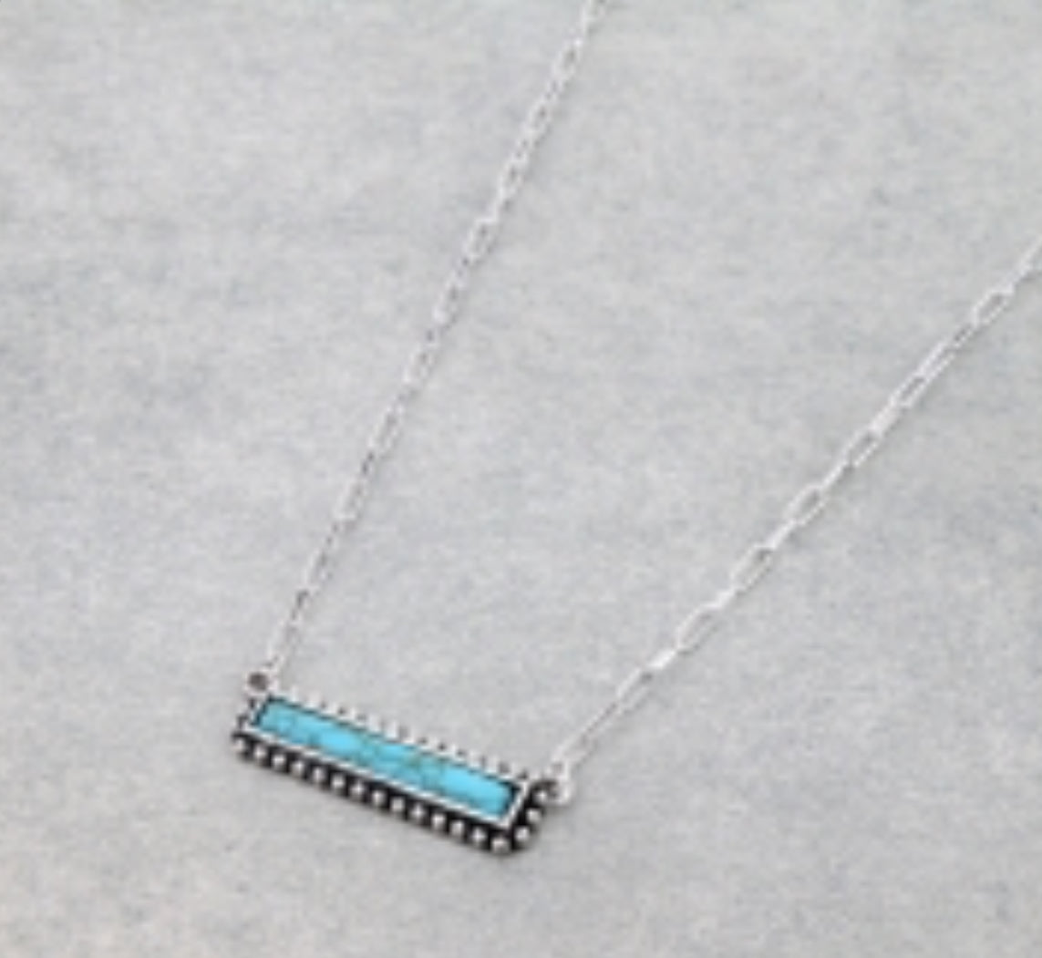 Western Stone Bar Necklace - Turquoise