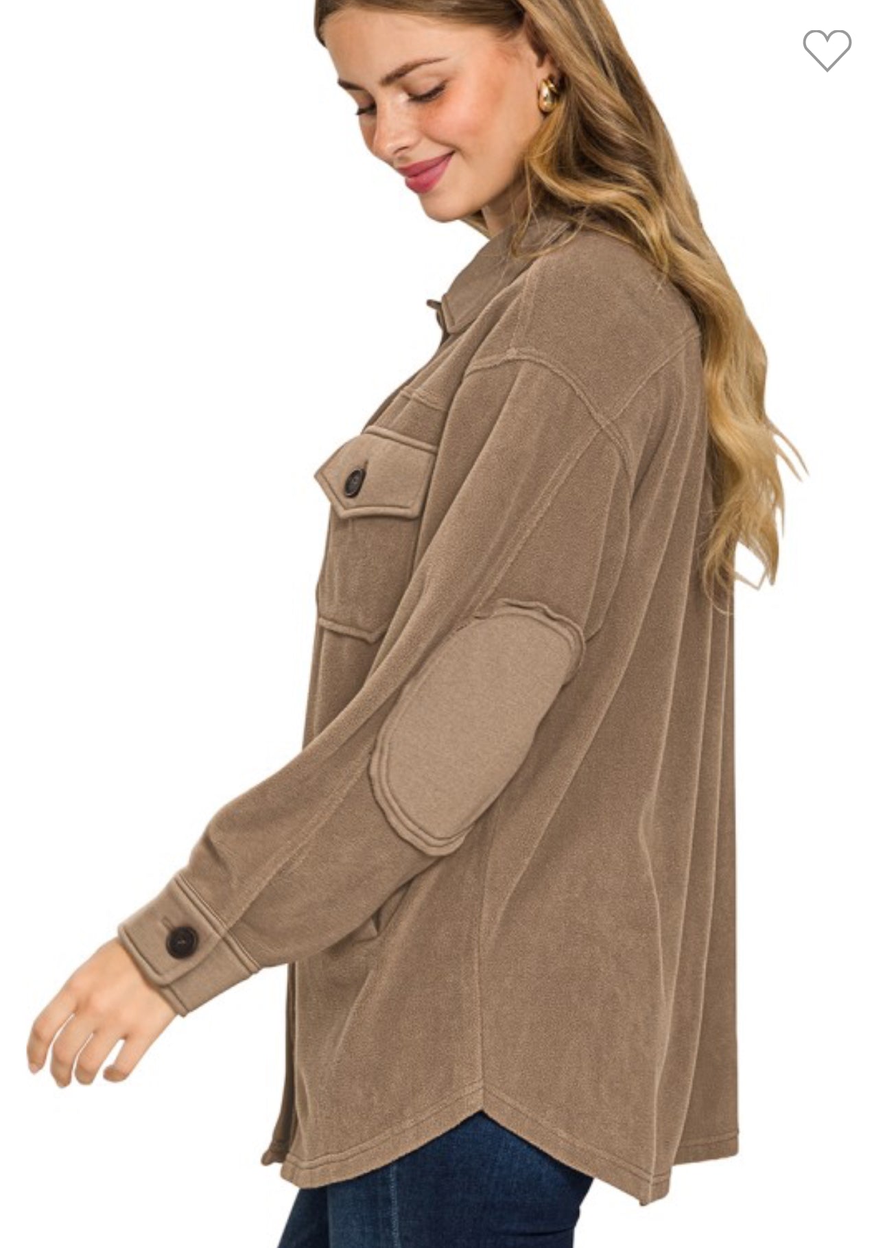 Oversized Basic Fleece Shacket - Mocha