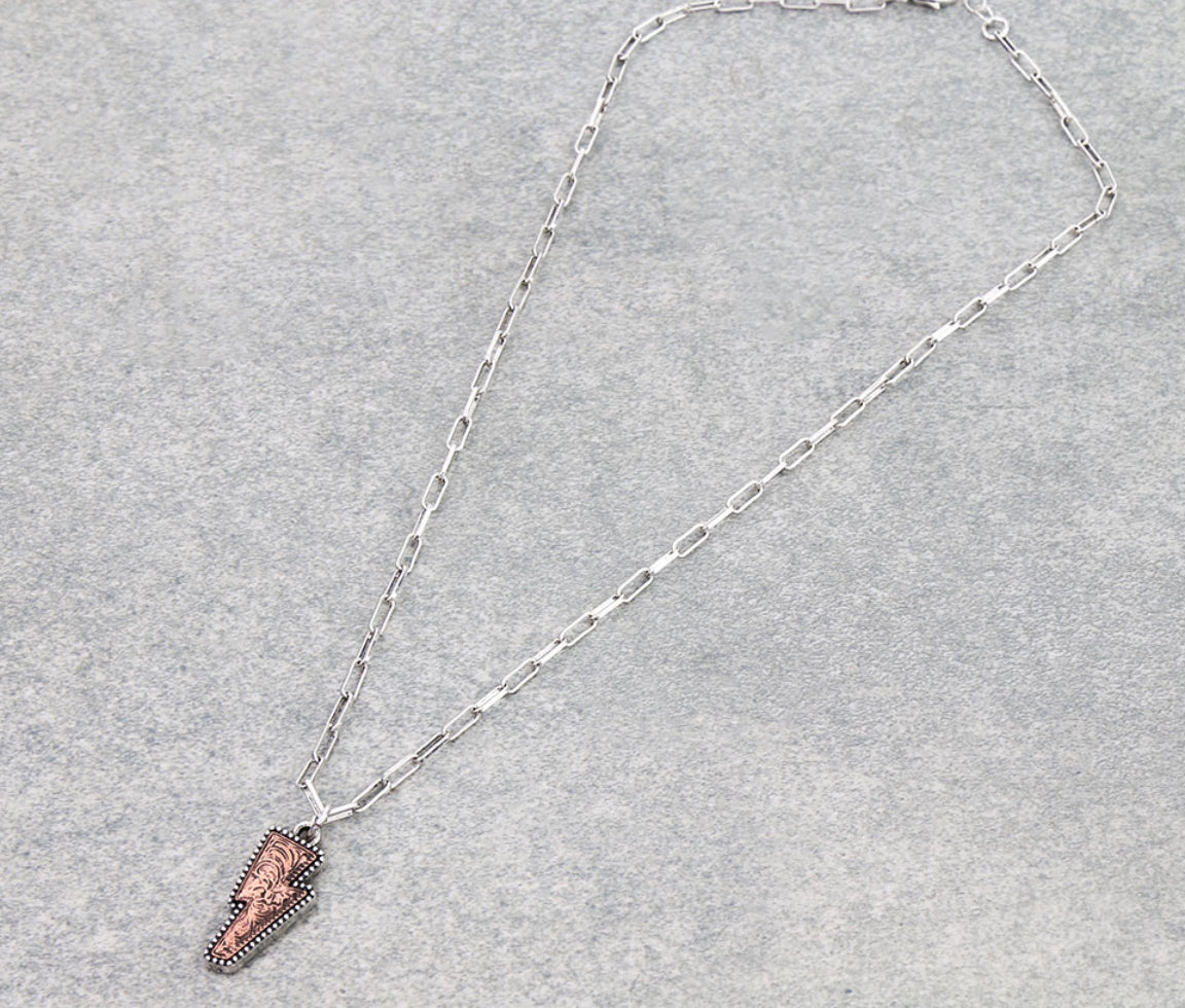 Western Dainty Thunder Necklace - Copper & Silver