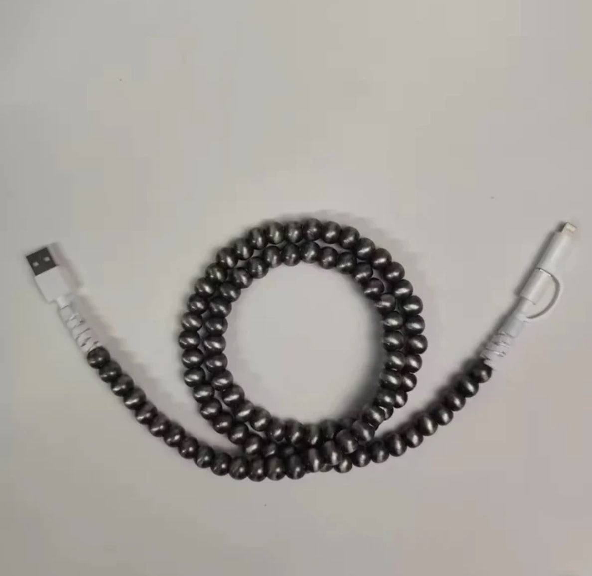 Silver Beaded Cord Phone Charger