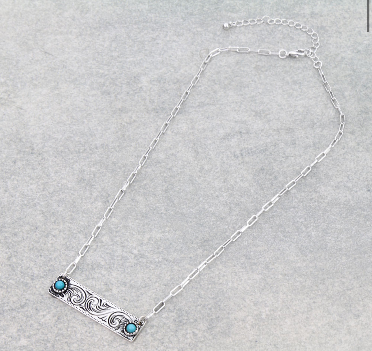 Western Etched Stone Bar Necklace