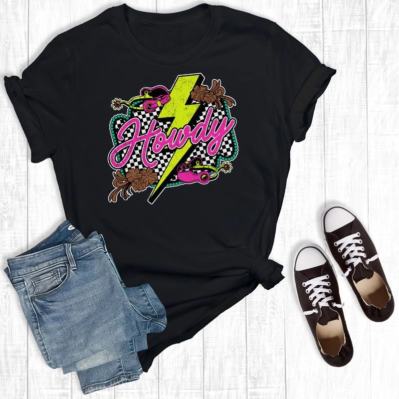 Western Howdy Turquoise Black Graphic Tee