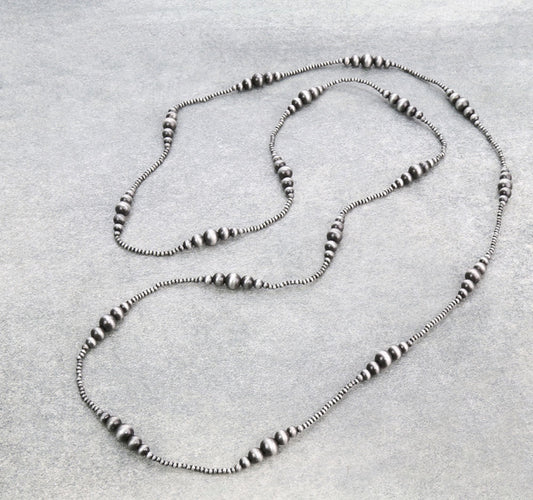 Graduated Navajo Style Pearl Long Necklace