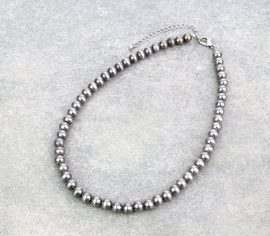 18″ Navajo Style Pearl Necklace - Silver