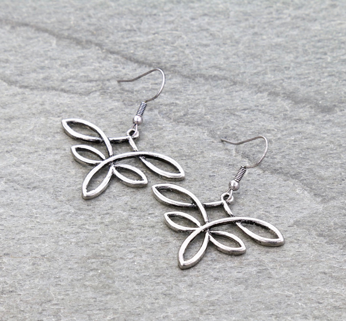 Western Boot Stitch Line Dangle Earrings - Silver