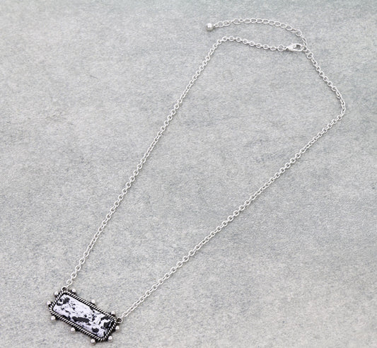 Ball TXR Bar Hand Stone Necklace - White Buffalo