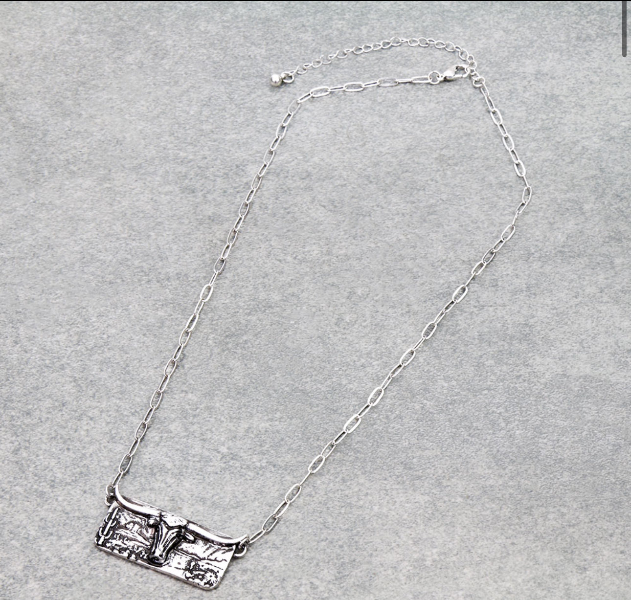 Western Steer Head Bar Necklace