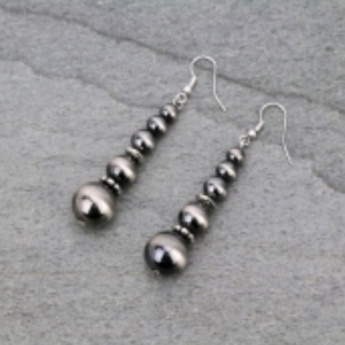 Navajo Style Pearl Dangle Earrings - Silver