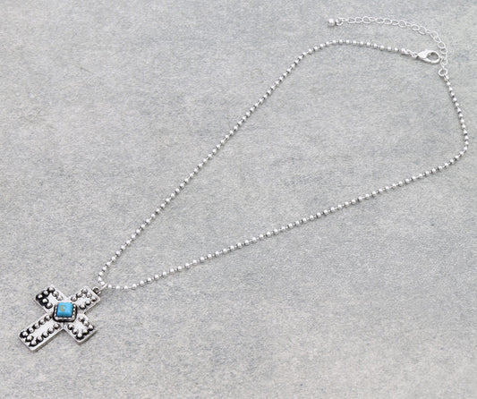 Western Cross Stone Necklace