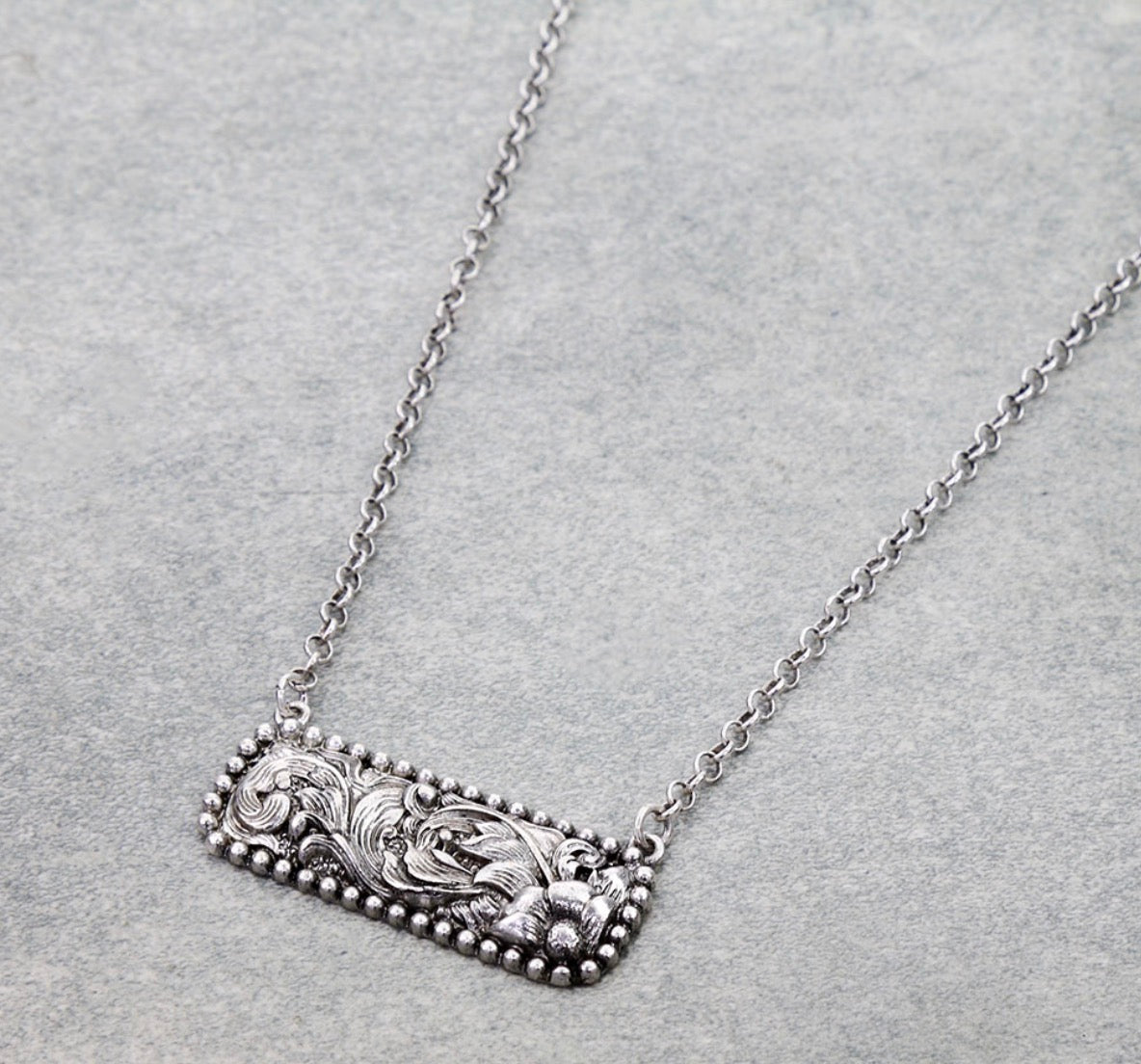 Western Filigree Bar Pendant Necklace