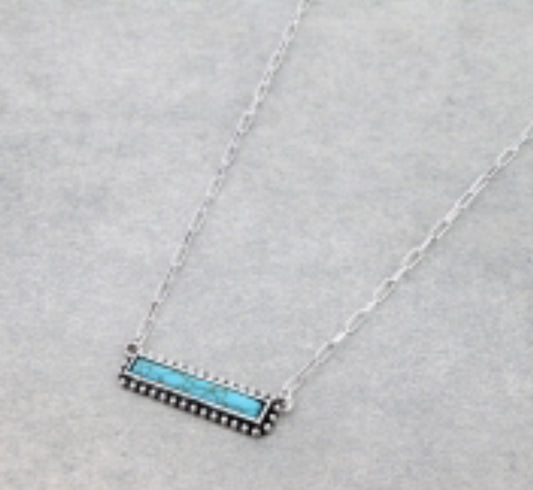 Western Stone Bar Necklace - Turquoise