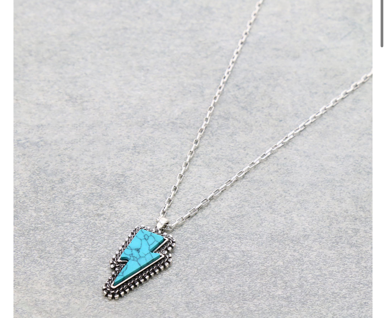 Western Hand Craft Stone Lightning Necklace - Turquoise