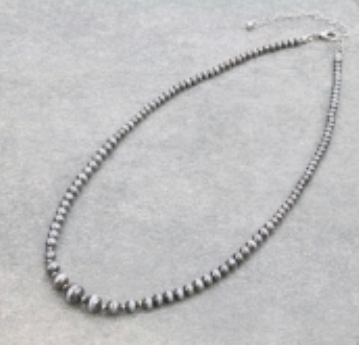 Navajo Style Pearl Necklace - Silver