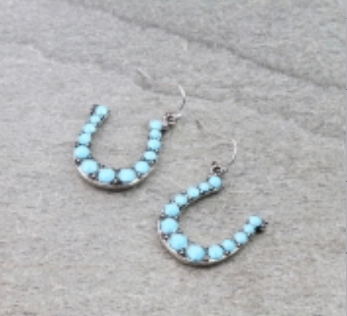 Western Horseshoe Dangle Earrings - Turquoise