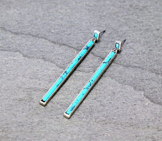 Western Stone Bar Drop Stud Earrings