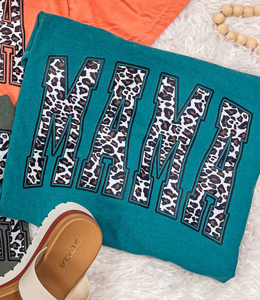 Leopard Mama Tee - Emerald