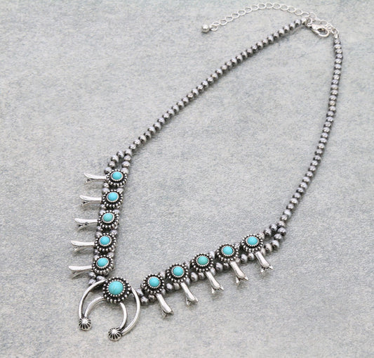 Western Squash Blossom Necklace - Turquoise