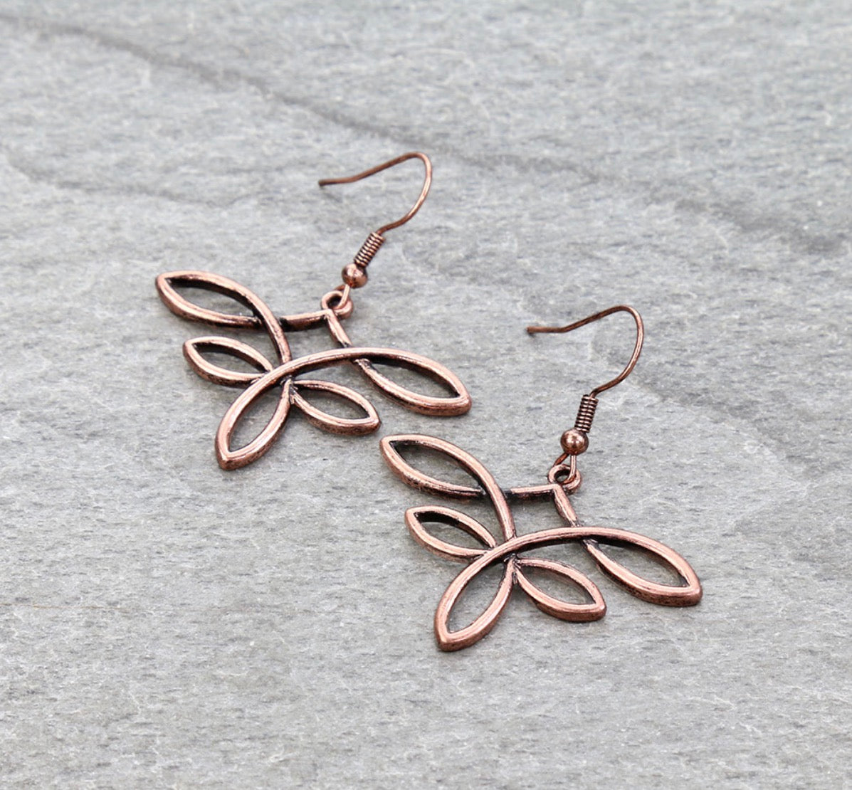 Western Boot Stitch Line Dangle Earrings - Copper