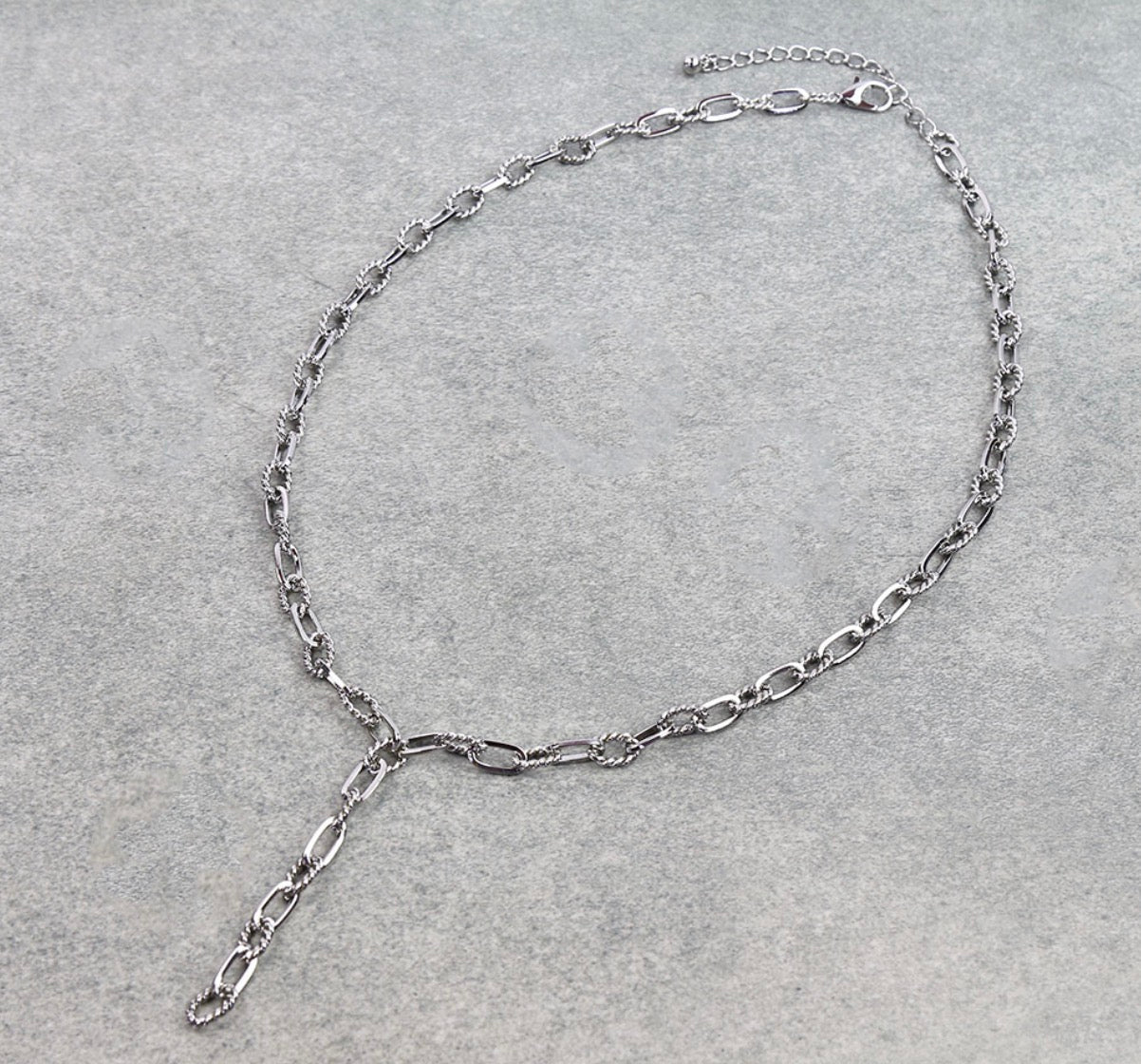Paperclip Chain Y Necklace - Silver