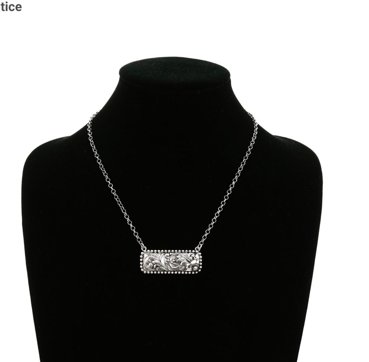 Western Filigree Bar Pendant Necklace