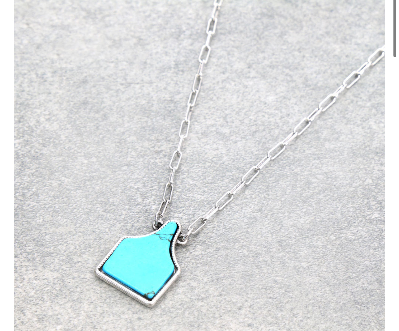 Western Cattle Tag Pendant Necklace - Turquoise