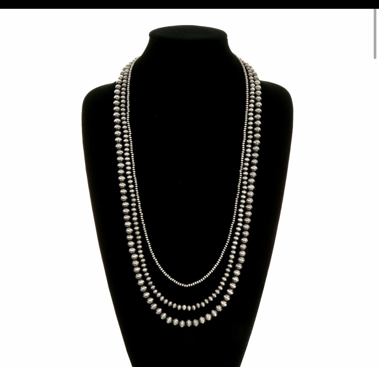 Multi Layered Navajo Style Bead Necklace - Silver