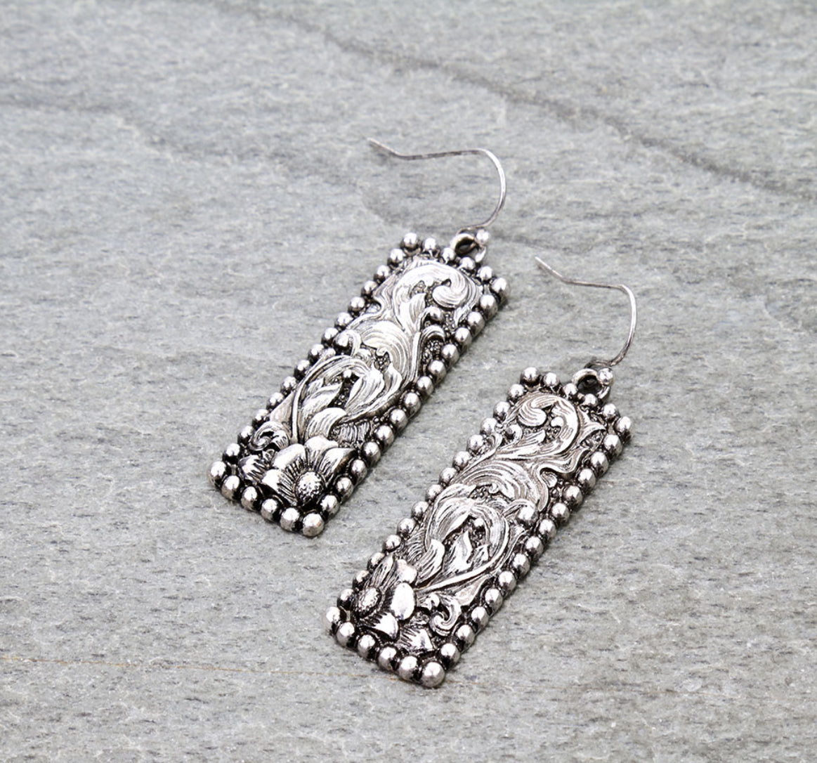 Western Filigree Bar Dangle Earrings