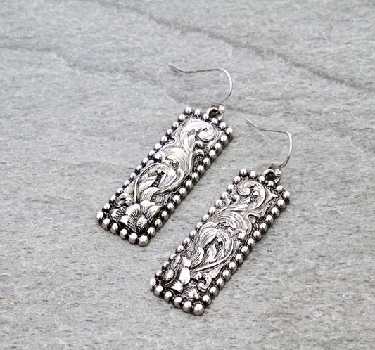 Western Filigree Bar Dangle Earrings