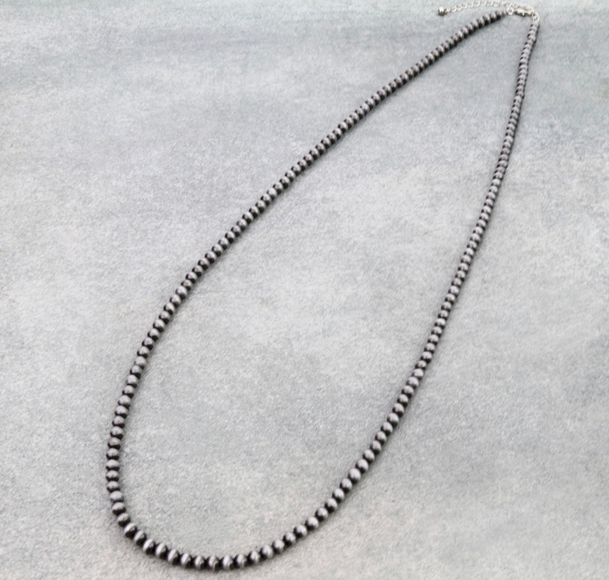 Navajo Style Pearl Necklace - Silver 36”