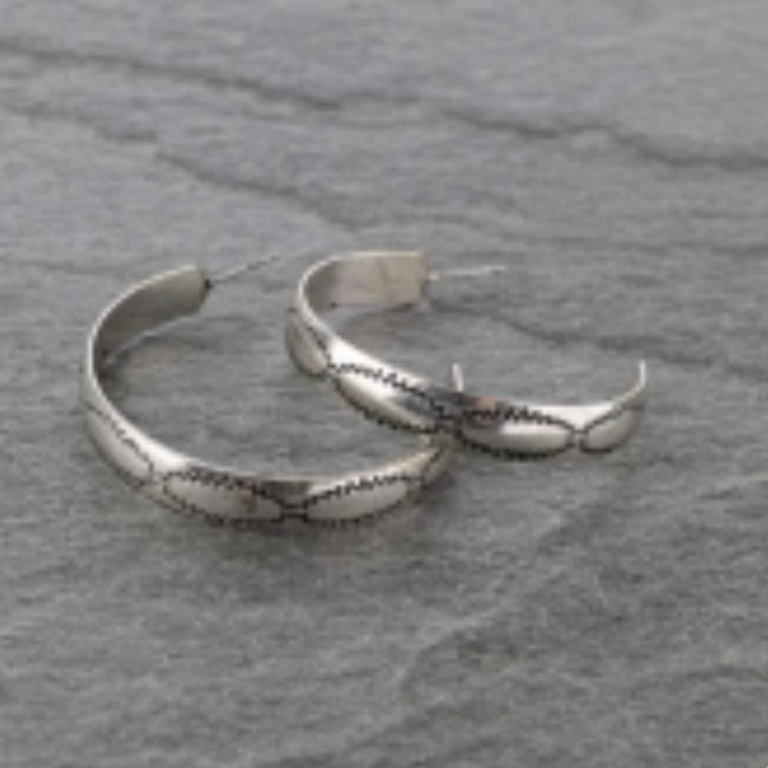 Western Navajo Style Texture Hoop Earrings