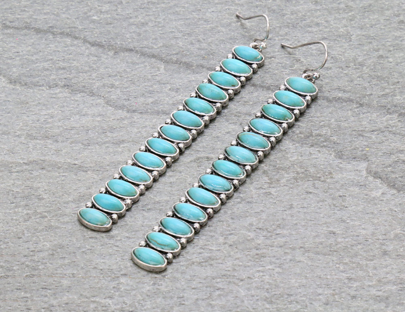 Western Bar Stone Dangle Earrings - Turquoise