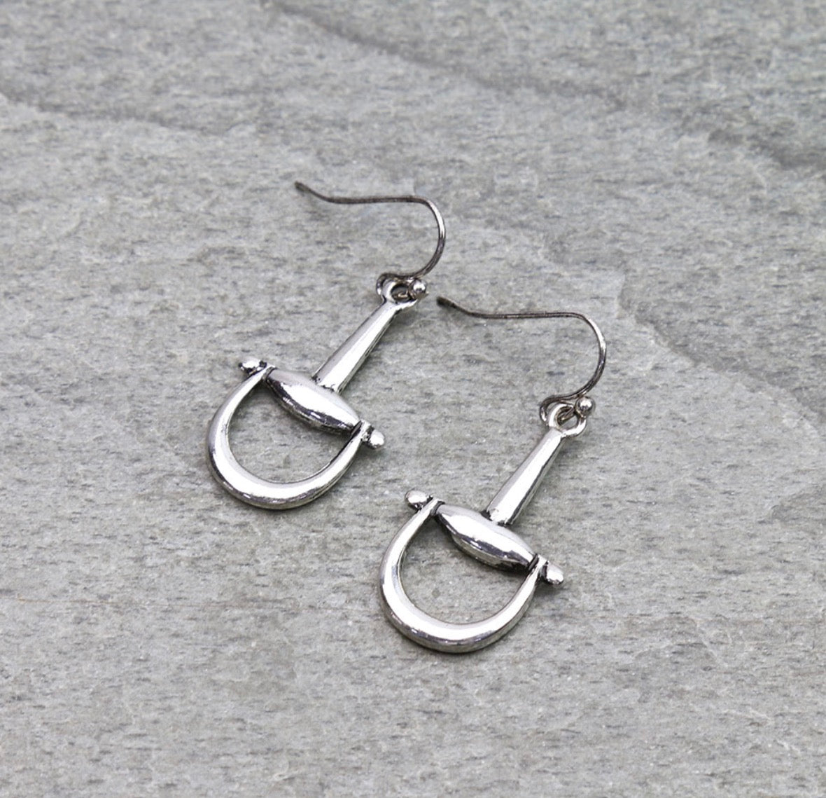 Western Horsebit Dangle Earrings - Silver