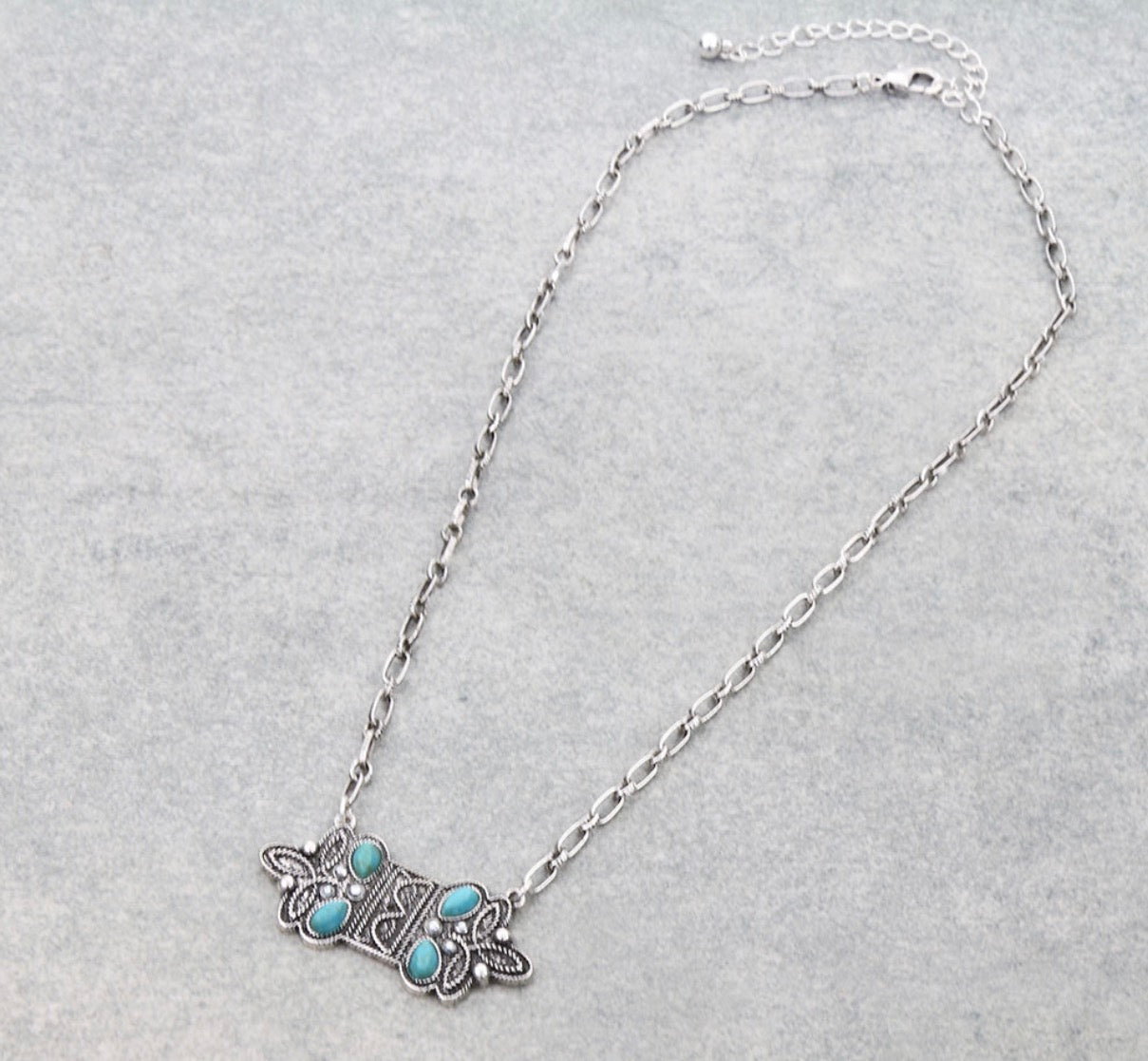 Western Boot Stitch Necklace - Turquoise