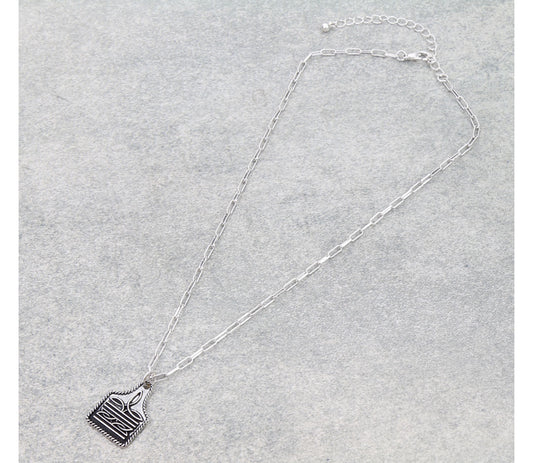 Western Boot Stitch Ear Tag Necklace