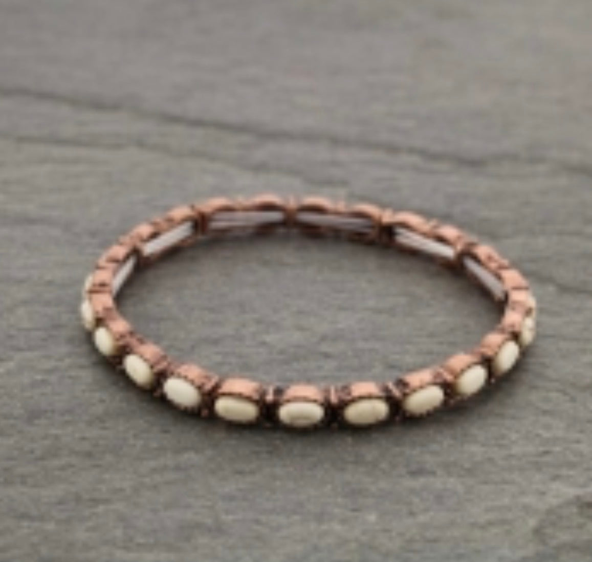 Western Turquoise Stretch Bracelet - Copper