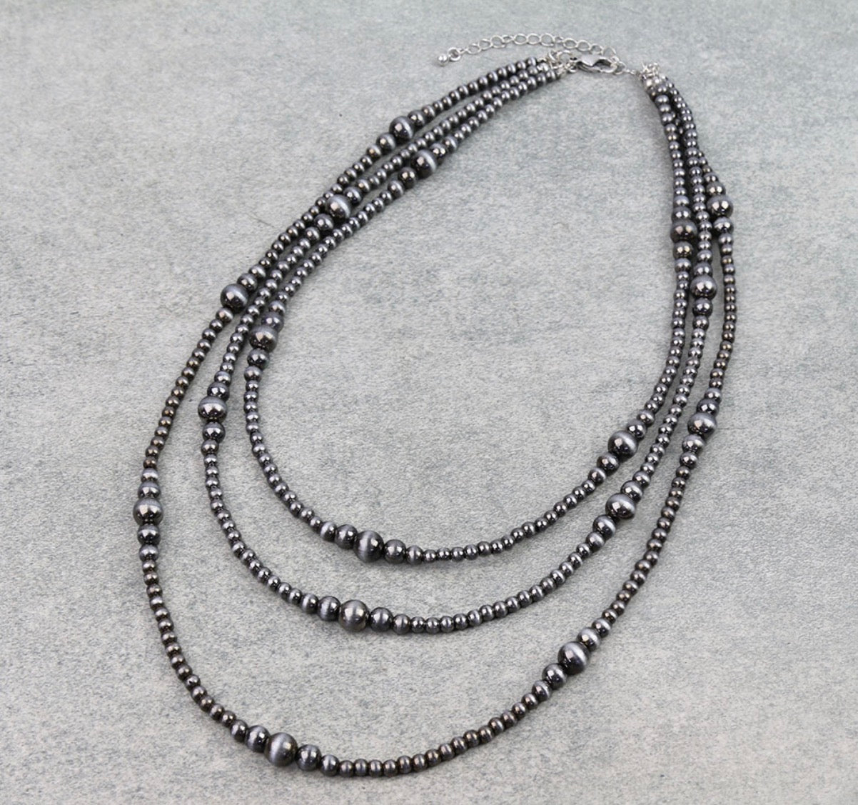 3 Layered Navajo Style Pearl Necklace