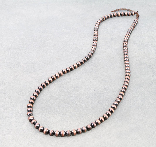 26” Navajo Style Pearl Necklace - Copper