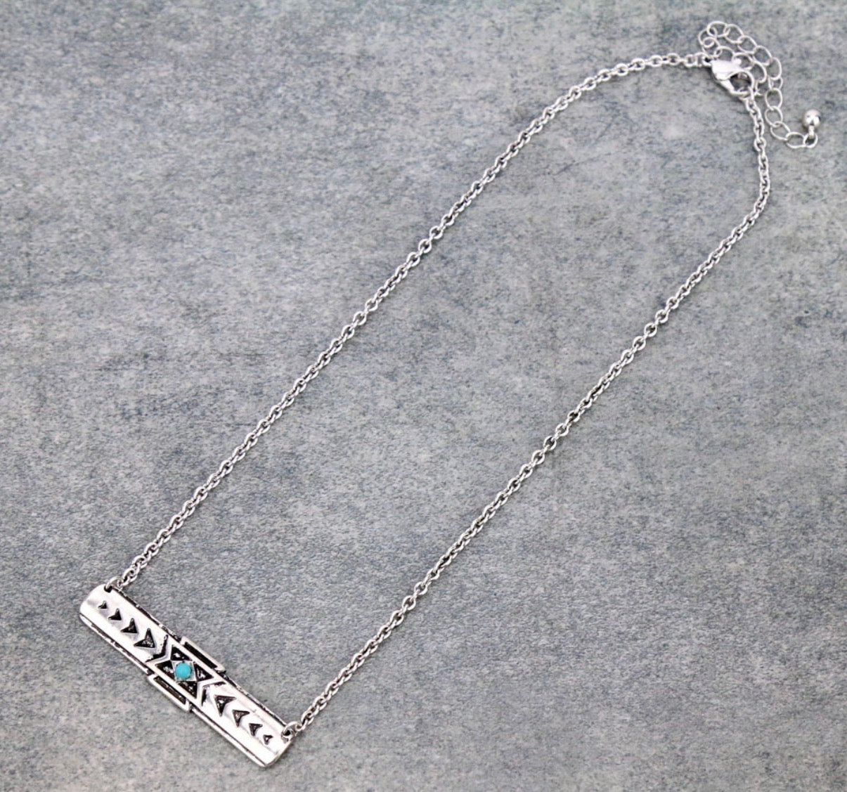 Western Semi Stone Bar Necklace - Turquoise