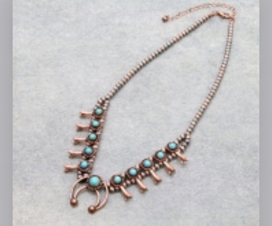 Western Squash Blossom Necklace - Copper