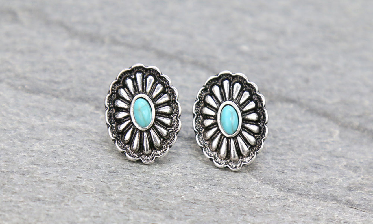 Western Concho Stud Earrings