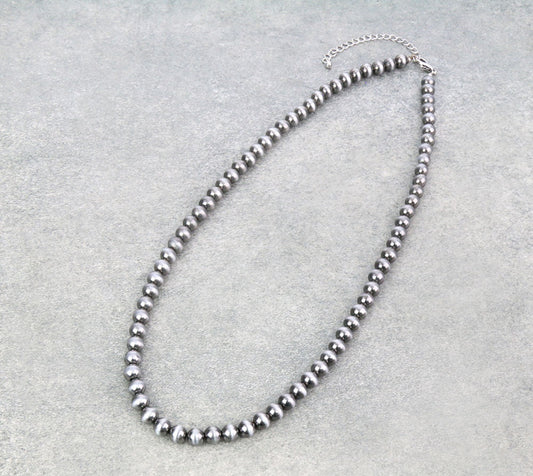 24″ Navajo Style Pearl Necklace - Silver