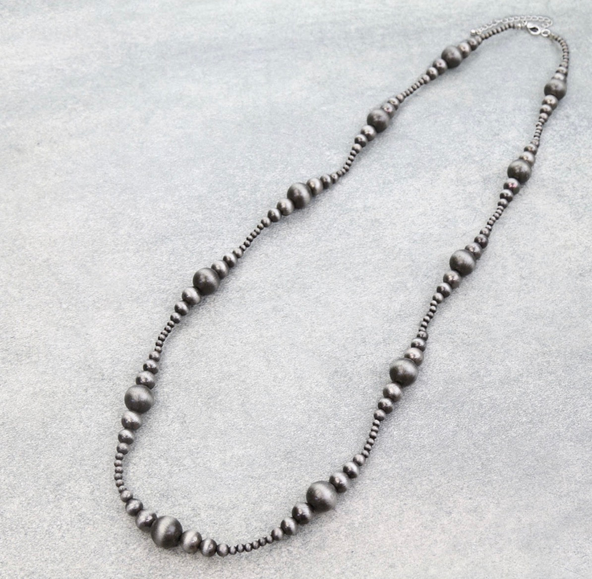 Navajo Style Pearl Necklace - Silver 36”