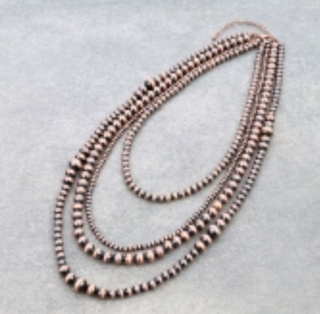 4Row Navajo Style Pearl Necklace - Copper