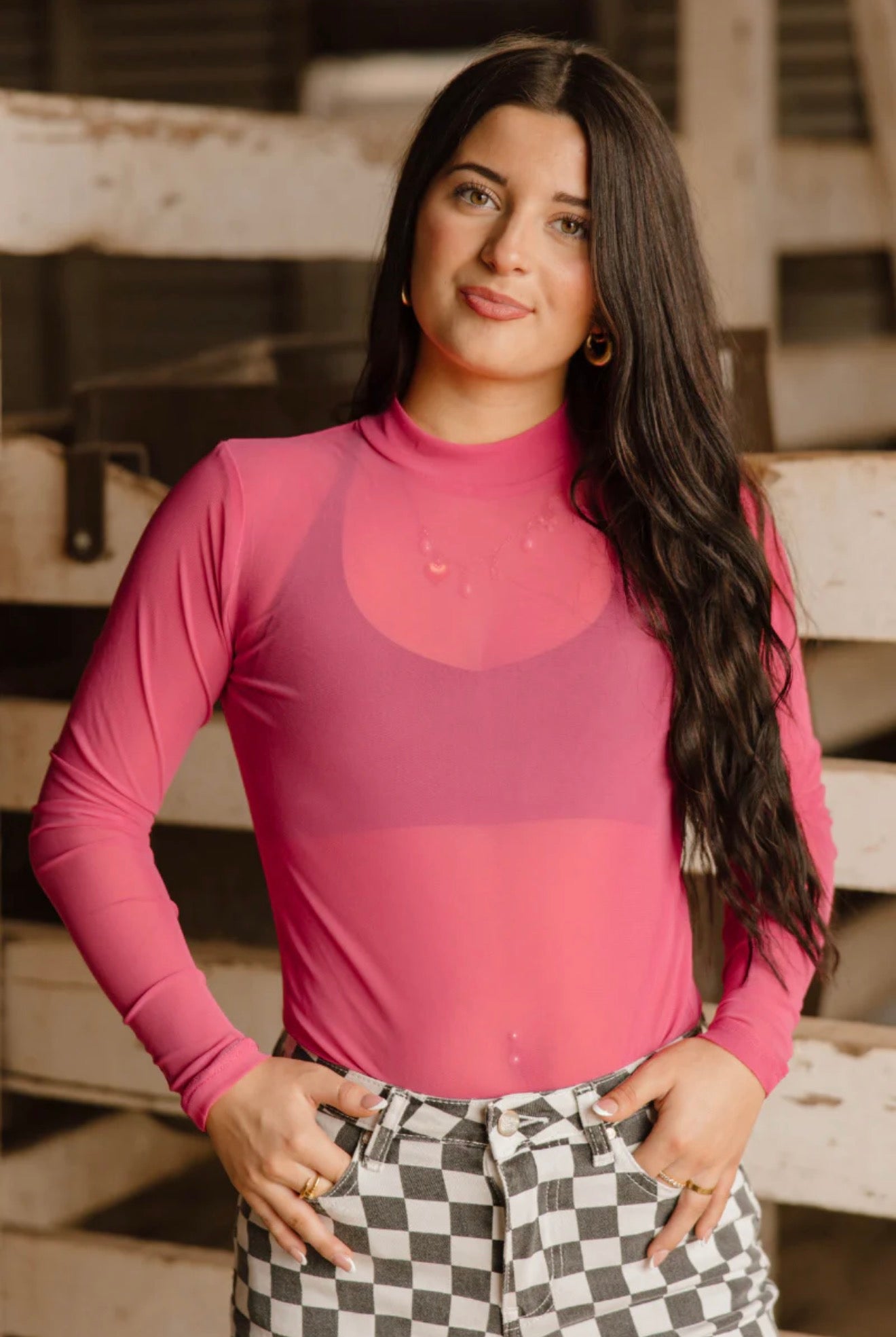 MESHED OUT PINK TOP