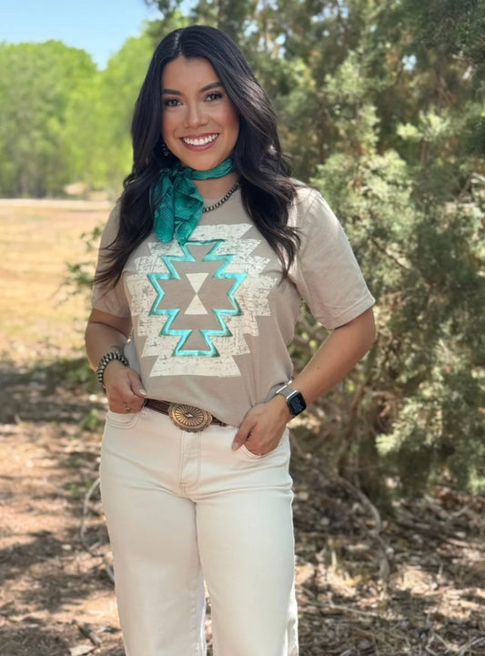 Emmy Aztec Tee - Tan