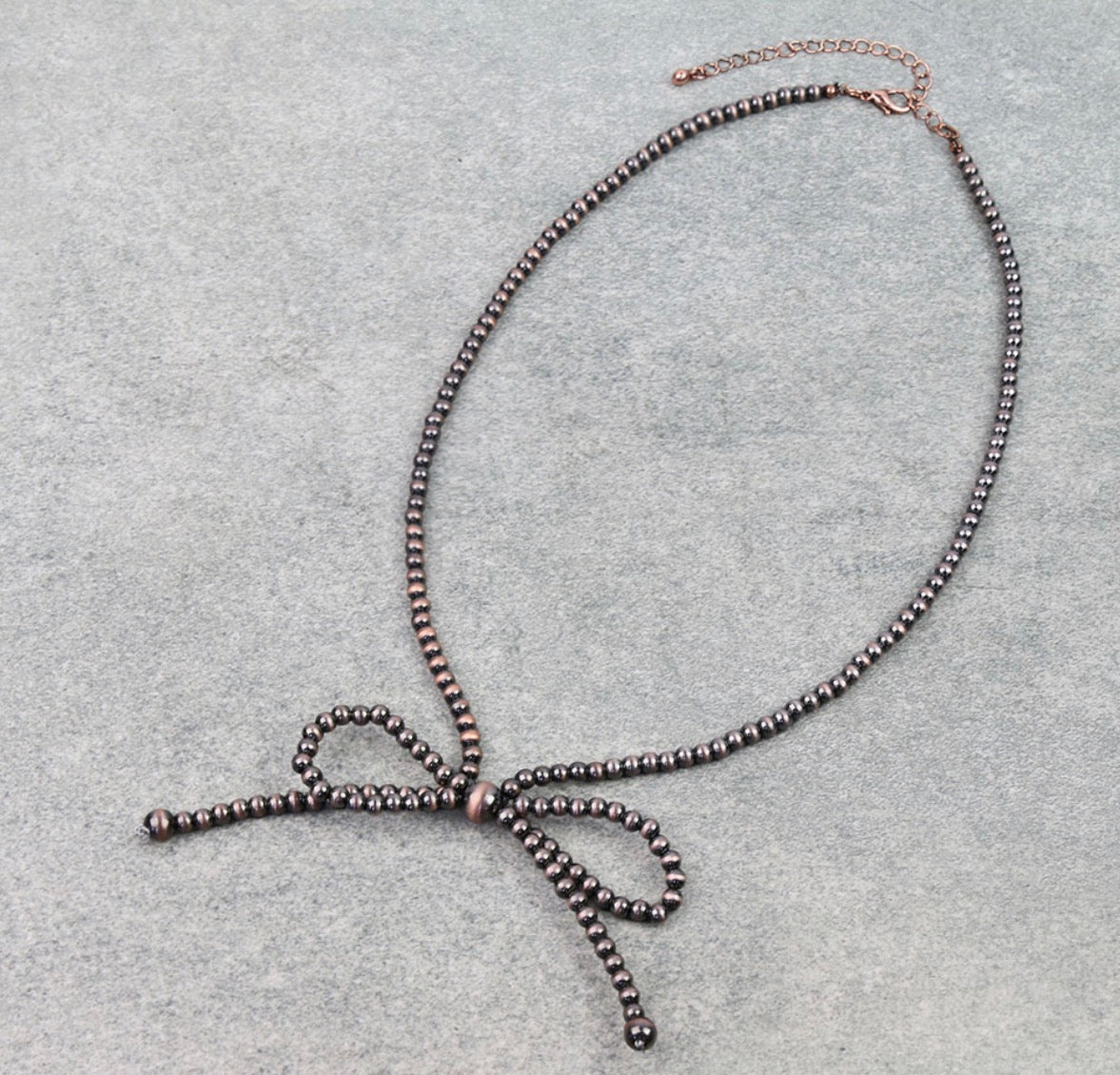 Navajo Style Pearl Bow Necklace - Copper