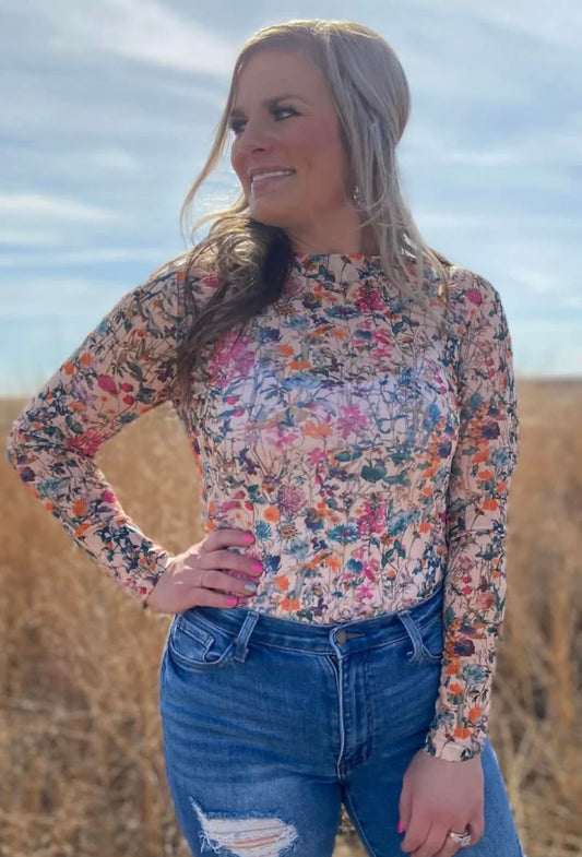 FIELD OF FLOWERS MESH TOP
