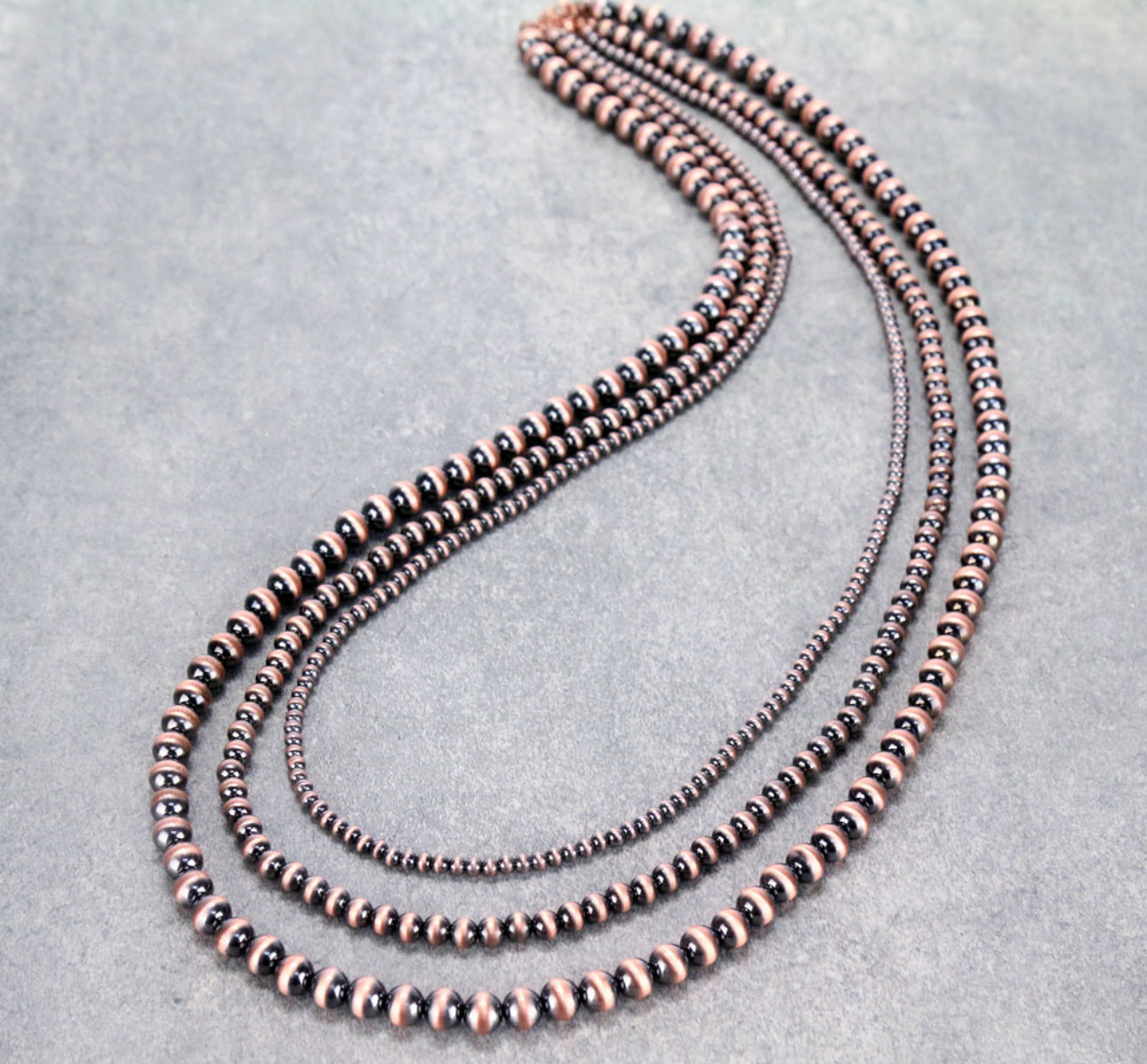 Multi Layered Navajo Style Bead Necklace - Copper